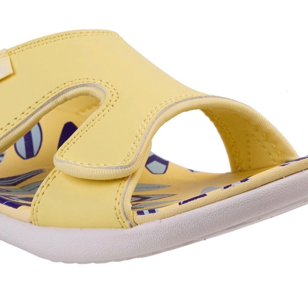 Spenco Kholo Beach Slide Sandals Yellow Surfboard Print Womens Size 6 Wide‎ New